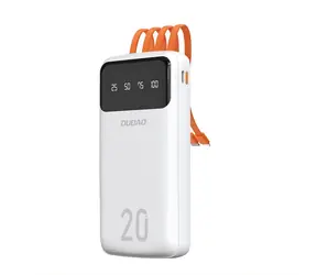 Dudao K6 Pro+ 20000mAh biela / Powerbanka / 4X vstavané káble / USB-C / micro USB / Lightning / USB-A