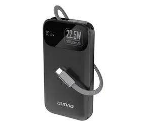 Dudao K31 10000mAh čierna / Powerbanka / so vstavaným káblom / 22.5W