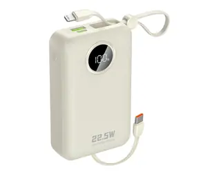 Dudao K14+ 20000mAh biela / Powerbanka / USB-C / USB-A / vstavané káble Lightning / USB-C / 22.5W