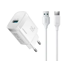 Joyroom JR-TF4 sieťová nabíjačka s USB-A - USB-C 1m káblom biela / USB-A / 18W
