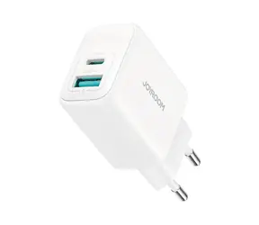 Joyroom JR-TCF21 Sieťová nabíjačka biela / 1x USB-C + 1x USB-A / 20W 