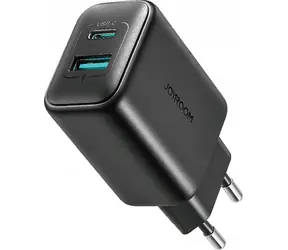 Joyroom JR-TCF13 Sieťová nabíjačka čierna / 1x USB-C + 1x USB-A / 25W 