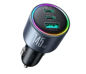 Joyroom JR-CCN07 čierna / Nabíjačka do auta / 145W / 1x USB-A / 2x USB-C / USB-C - USB-C kábel 100W
