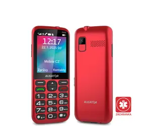 Aligator A930 GPS 4G Senior červený s aplikáciou Záchranka + nabíjací stojan