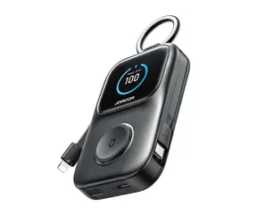 Joyroom JR-W19 čierna / Powerbanka / 5000 mAh / 1x USB-C / 1x Lightning + 1x USB-C kábel / bezdrôtové nabíjanie 