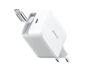 Joyroom JR-TCL06 Sieťová nabíjačka biela / 1x USB-C / 1x USB-C zaťahovací kábel / 67W 