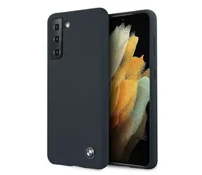 BMW Silikónový zadný kryt Signature pre Samsung Galaxy S21+ tmavá modrá