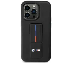 BMW Zadný kryt Grip Stand Hot Stamp pre iPhone 14 PLUS / 15 PLUS čierna