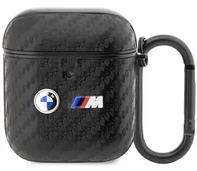 BMW Kryt s dvojitým kovovým logom Carbon pre AirPods 1/2 čierna