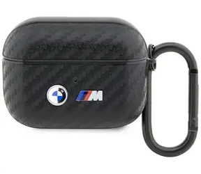 BMW Kryt s dvojitým kovovým logom Carbon pre AirPods Pro čierna