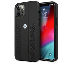 BMW Zadný kryt kožený perforovaný Curve pre iPhone 12 Pro Max čierna