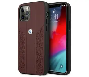 BMW Zadný kryt kožený perforovaný Curve pre iPhone 12 Pro Max červená