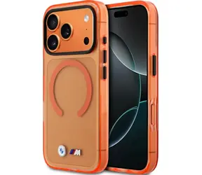 BMW Zadný kryt Metal Logos MagSafe pre iPhone 17 Pre Max oranžová
