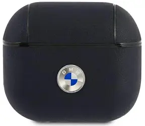 BMW Kryt z pravej kože so strieborným logom pre AirPods 3 tmavá modrá