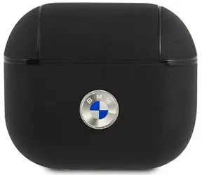 BMW Kryt z pravej kože so strieborným logom pre AirPods 3 čierna