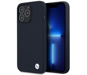 BMW Silikónový zadný kryt Signature pre iPhone 13 Pro Max 6,7 tmavo modrá
