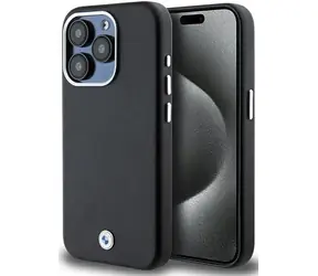 BMW Zadný kryt Signature Wrapped MagSafe pre iPhone 15 Pro kovový čierna