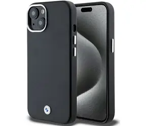 BMW Zadný kryt Signature Wrapped MagSafe pre iPhone 15 PLUS / 14 PLUS kovový čierna