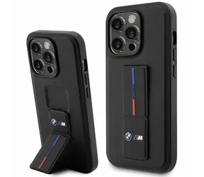 BMW Zadný kryt Grip Stand Hot Stamp pre iPhone 14 Pre čierna
