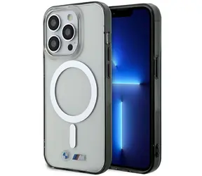 BMW Zadný kryt so strieborným krúžkom MagSafe pre iPhone 14 Pro 6.1 transparentný