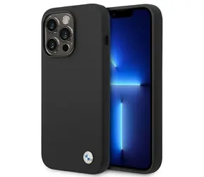 BMW Zadný kryt kovový s logom pre iPhone 14 Pro Max čierna