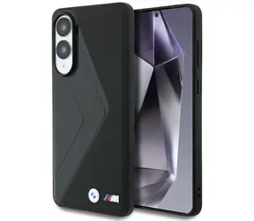 BMW Zadný kryt kožený Oversized Stripess MagSafe pre Samsung Galaxy S25 Edge čierna