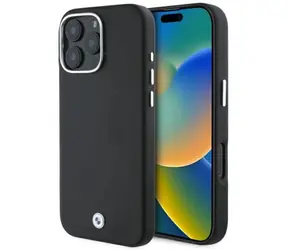 BMW Zadný kryt kovový s logom pre iPhone 16 Pro Max čierna