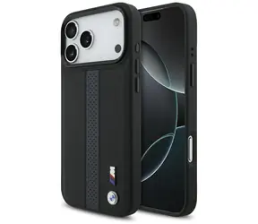 BMW Zadný kryt perforovaný s pruhom a logom MagSafe pre iPhone 17 Pro Max modrá
