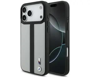 BMW Zadný kryt perforovaný s pruhom a logom MagSafe pre iPhone 17 Pro Max šedá