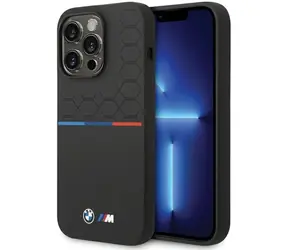 BMW Zadný kryt silikónový so vzorom pre iPhone 15 Pro Max čierna