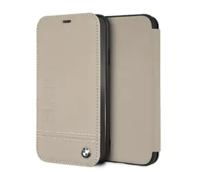 BMW Puzdro typu kniha s logom pre iPhone Xr béžová