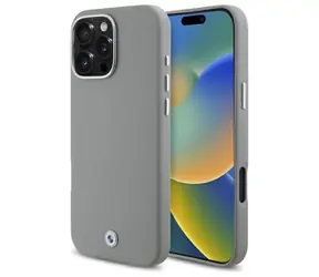 BMW Zadný kryt kovový s logom pre iPhone 16 Pro Max šedá