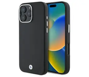 BMW Zadný kryt kovový s logom MagSafe pre iPhone 16 Pro čierna