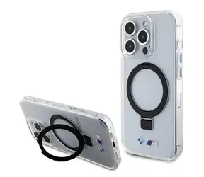 BMW Zadný kryt Ring Stand Collection MagSafe pre iPhone 15 Pro transparentné