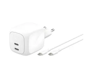 Rozbalené - Belkin duálna nabíjačka USB-C 67W / Nabíjačka / 2x USB-C / PD / PPS / s 2m káblom USB-C / rozbalené