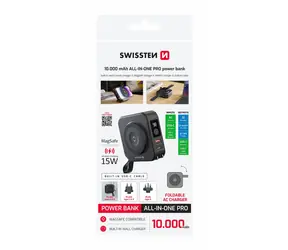 Rozbalené - Swissten 22013978 Cestovná powerbanka (USA/ EU/UK) 10000 mAh 20W čierna/rozbalené