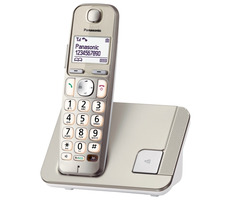 Panasonic KX-TGE210FXN zlatá / DECT bezdrôtový telefón s veľkým displejom pre seniorov / kompatibilný s naslúchadlom