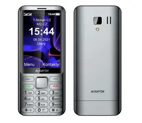 Aligator D950 strieborná / 3.5" TFT / Dual SIM / SOS tlačidlo | Locator | SMS / FM rádio / svietidlo
