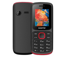 Aligator D210 čierno-červená / 1.8" TFT / Dual SIM / kalkulačka / budík / FM rádio / svietidlo