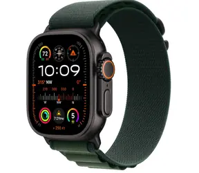Apple Watch Ultra 2 (2024) GPS+Cellular 49mm Čierne titánové telo - Tmavozelený alpský ťah (M) / 145-190 mm