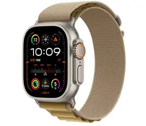Apple Watch Ultra 2 (2024) GPS+Cellular 49mm Prírodné titánové telo - Žltohnedý alpský ťah (S) / 130-160 mm