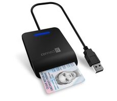 Connect IT Čítačka eObčianok a čipových kariet čierna / USB 