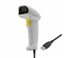 Qoltec 50877 laserová čítačka 1.65 m biela / čítačka čiarových kódov / USB / 1D