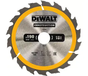 DeWalt DT1943 / Pílový kotúč pre píly / Priemer 190x30 mm / Šírka rezu 2.6 mm / Počet zubov 18