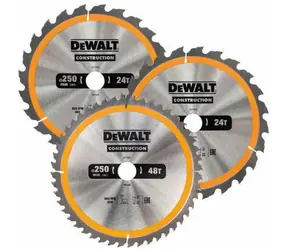 DeWalt DT1963 3 balenia / Pílový kotúč pre píly / Priemer 250x30 mm / Šírka rezu 2.6 mm / Počet zubov 2x24 & 1x48
