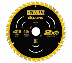 DeWalt DT20433 Extreme / Pílový kotúč pre píly / Priemer 210x30 mm / Šírka rezu 2.4 mm / Počet zubov 40