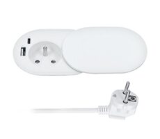 Solight 1z PP124CW-PD20 biela / vstavaná zásuvka s posuvným viečkom / USB A + C / 20W PD / 2m