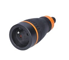 Solight zásuvka gumová - do vlhka - priama - IP40 čierna-oranžová