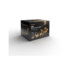 Solight vonkajšia reťaz s dekoratívnymi LED žiarovkami / 10 žiaroviek / 3M / 3xAA / teplá biela