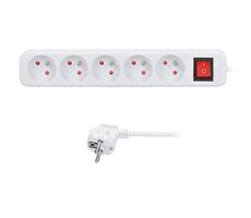 Solight predlžovací prívod 5 zásuviek + vypínač 5m biela / 3 x 1.5mm2